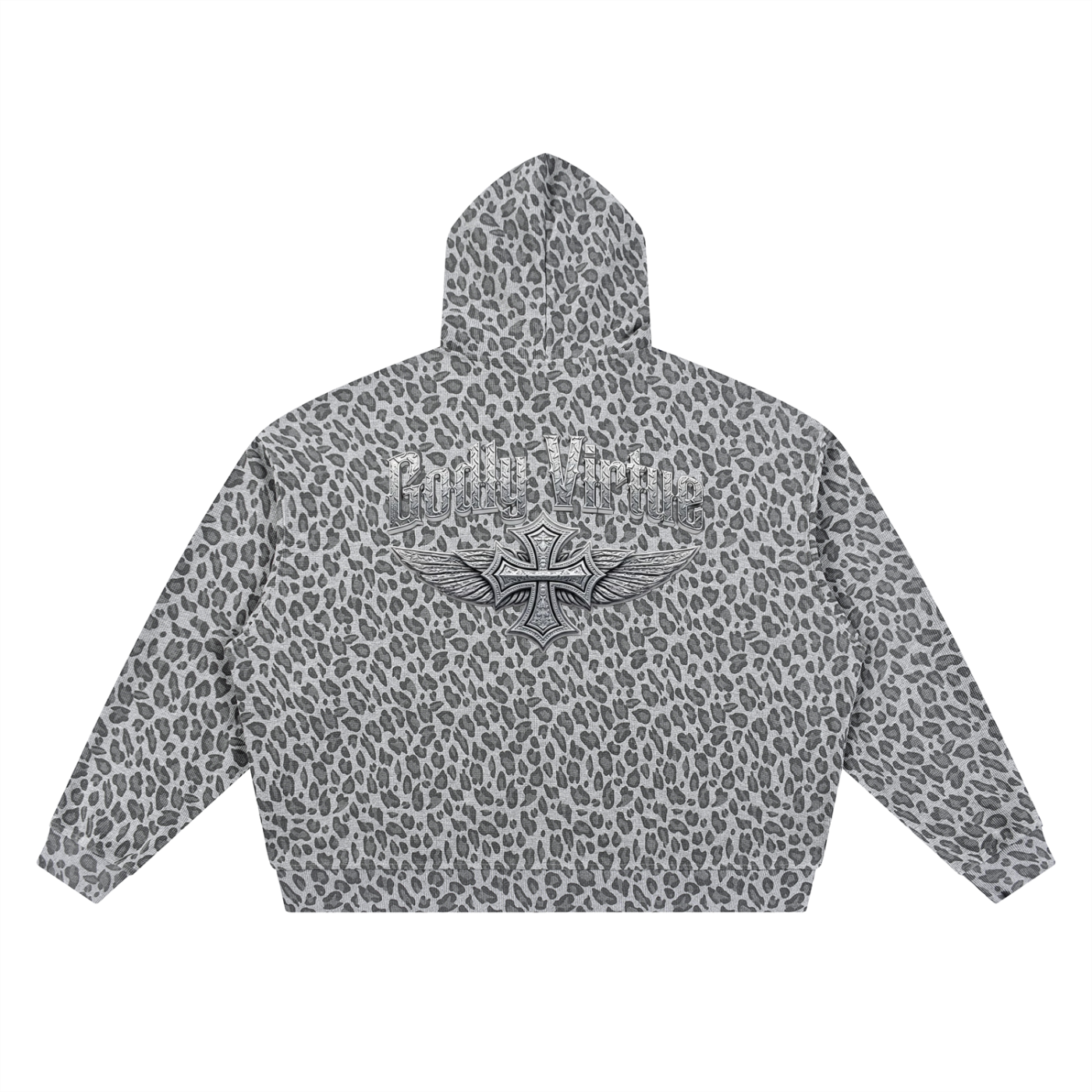 Unisex Leopard Print Waffle Full Zip Hoodie