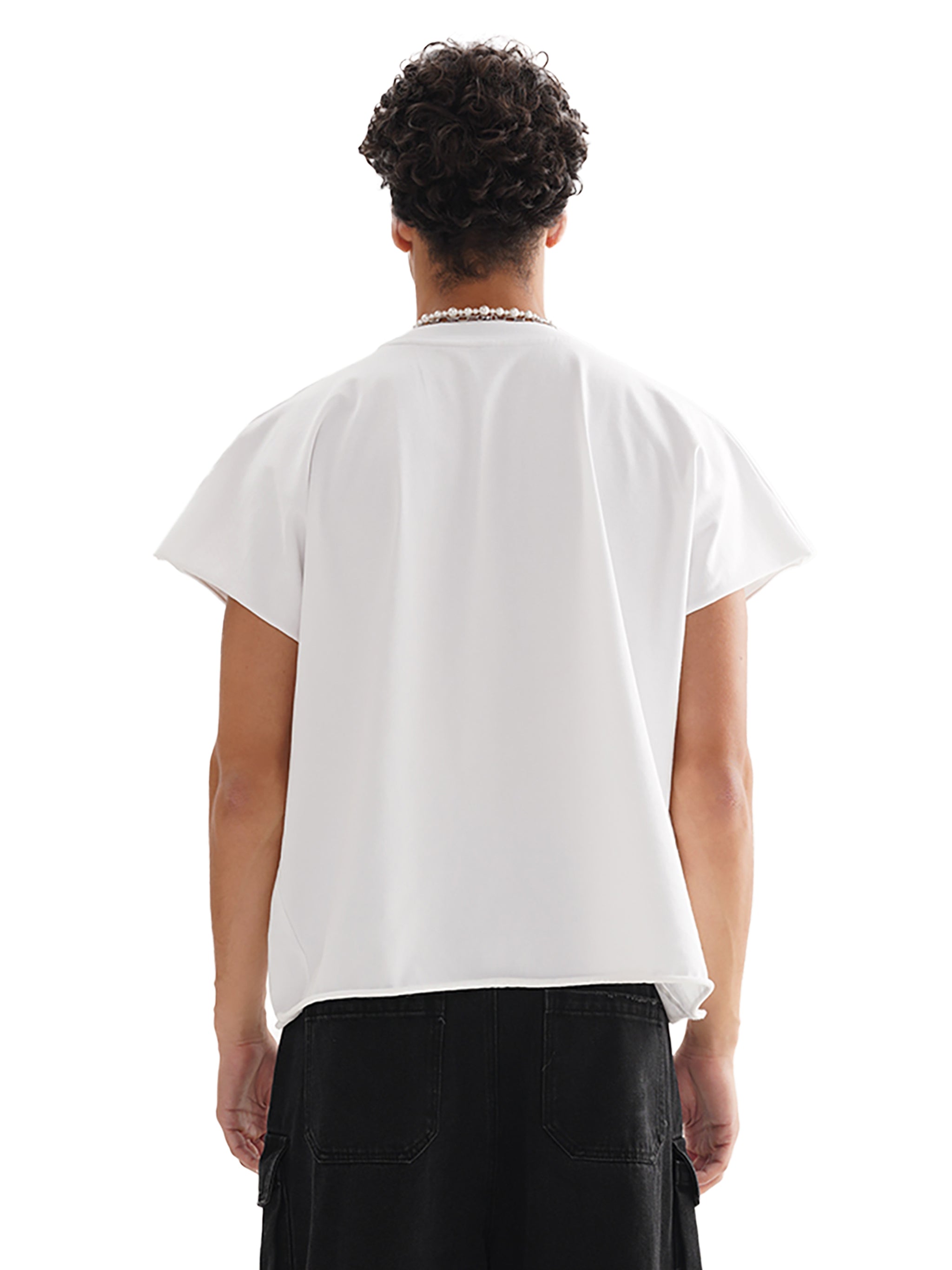 Distressed Edge Boxy Half Sleeve T-Shirt